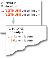 listnum fields used to generate letters on the same lines as numbers