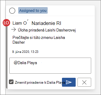 Zmena priradenia úlohy