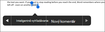 Po výbere textu vo Worde ťuknite na položku Nový komentár