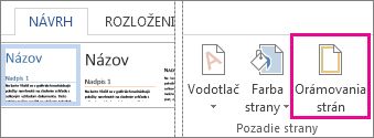 Tlačidlo Orámovania strán