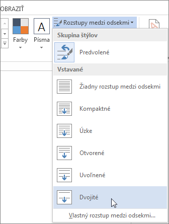 Ponuka Rozstup medzi odsekmi