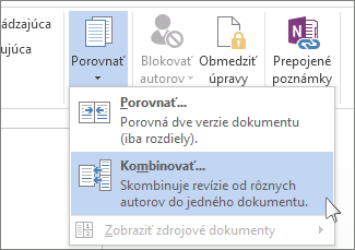 Príkaz Kombinovať v ponuke Porovnať