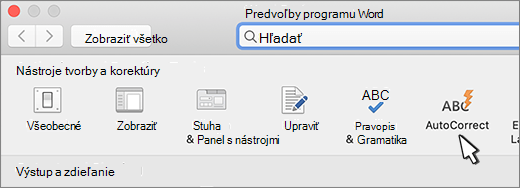 Tlačidlo automatických opráv vo Word pre Mac