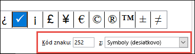 V poli od sa uvádza, že ide o symbol ASCII