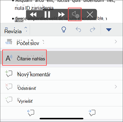 Ťuknite na položku Čítať nahlas