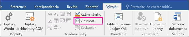 The Properties option is highlighted on the Developer tab.