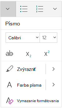 Ponuka Písmo v režime na výšku