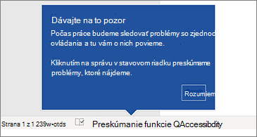 Stavový riadok zobrazujúci, že funkcia Kontrola zjednodušenia ovládania je spustená