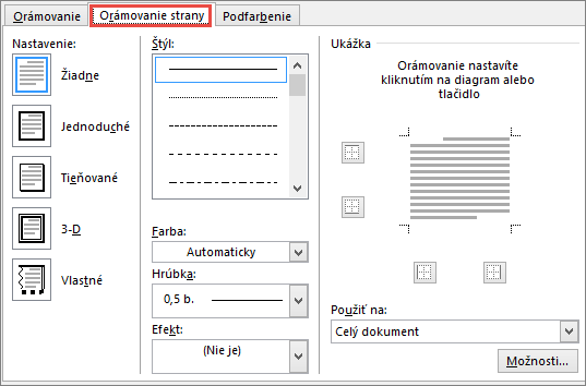 Word 2010 Page Border tab of Borders and Shading dialog box