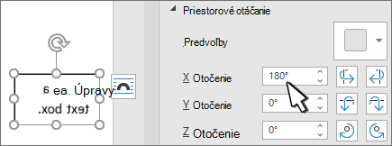 Textové pole s priestorovým otáčaním x 180 stupňov