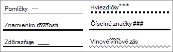 Vzorkovnica príkladu vodorovnej čiary