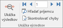 Skupina Zobraziť ukážku výsledkov na karte Korešpondencia vo Worde.