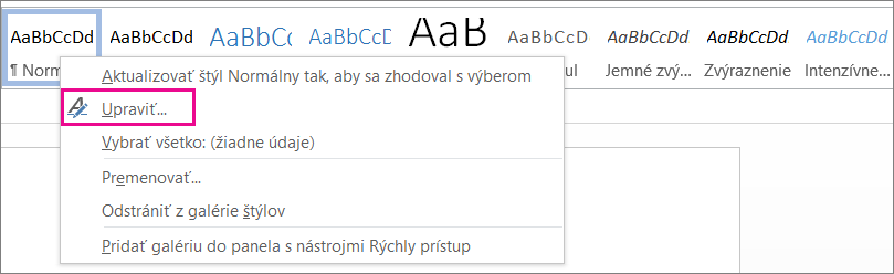 Úprava štýlu vo Worde