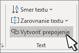 Tlačidlo Vytvoriť prepojené textové pole