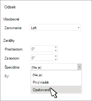 Výber opakovanej zarážky