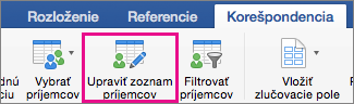 Kliknutím upravte zoznam príjemcov