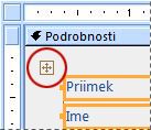 Izbirnik postavitve v obrazcu v pogledu načrta