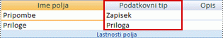 Nastavitev vrste podatkov