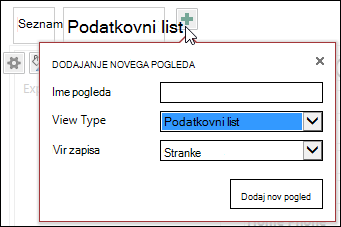 The Add New View dialog box