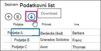 Download in Excel action button on Datasheet view