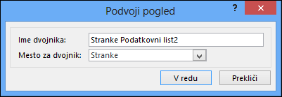 Duplicate view dialog showing name of duplicate box and location for duplicate box.