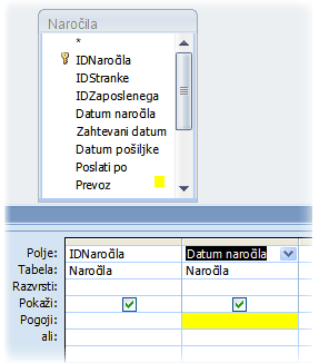 Pogoj »DatumNaročila«