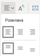 Izbran je meni Poravnaj besedilo v Visiu za splet, poravnava levo.