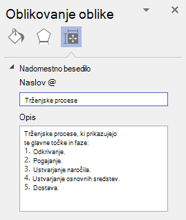 Pogovorno okno z nadomestnim besedilom za ponazoritve v Visiu za Windows.