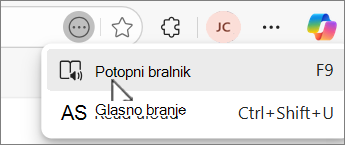 Bralnik Edge Emmersive izbran v vrstici URL-jev