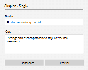 Primer nadomestnega besedila za vdelano datoteko v OneNotu za Windows 10.