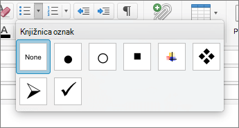 Možnosti sloga oznak, ki so na voljo v knjižnici oznak v programu Outlook for Mac.
