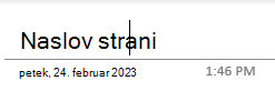 Besedilna polja naslova strani na strani v OneNotu za Windows 10.
