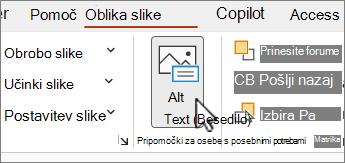 Gumb »Nadomestno besedilo« v meniju »Oblika slike« v Word