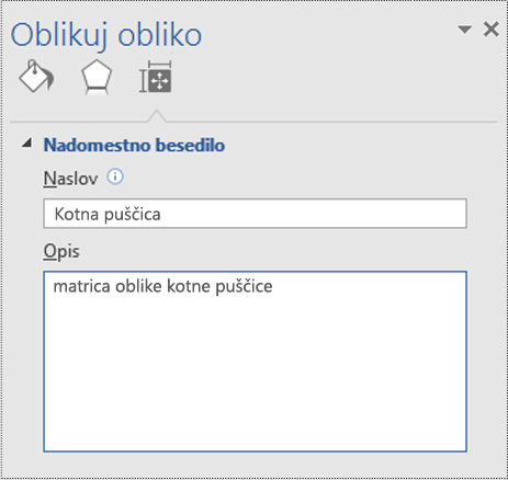 Pogovorno okno z matrico oblike v Visiu.
