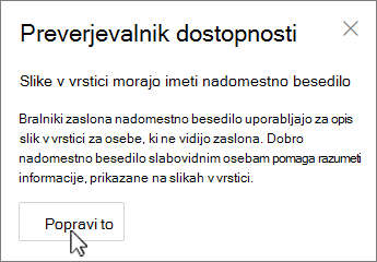 Outlookovo podokno »Pripomočki za osebe s posebnimi potreb