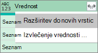 Razširjanje seznama JSON
