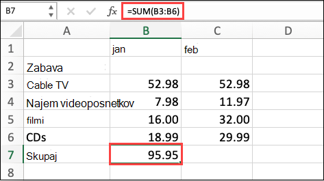 Formula samodejne vsote macOS