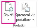 Gumb »Osveži« na zavihku »Analiziraj«