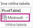 Gumb »Možnosti« na zavihku »Analiziraj«