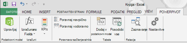Zavihek »PowerPivot« na traku