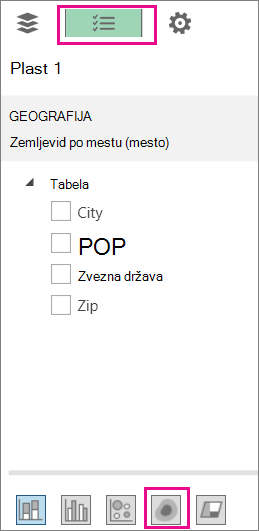 Ikona toplotnega zemljevida na zavihku »Seznam polj«