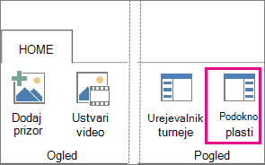 Gumb »Podokno s plastmi« na zavihku »Osnovno« funkcije Power Map