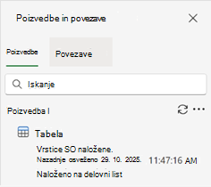 V podoknu Poizvedbe in povezave, ki prikazuje eno poizvedbo in rezultate.