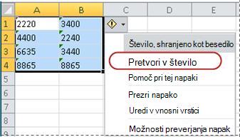 Ukaz »Pretvori v število«