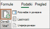 Kazalec miške nad gumbom »Osveži vse«