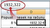 The value is shown in the formula bar