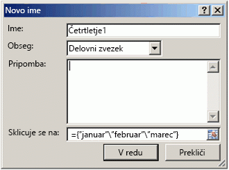 Pogovorno okno »Urejanje imena« s formulo
