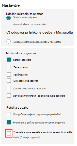 Nastavitve obrazca za pametne opomnike