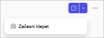 Posnetek zaslona gumba za začasni klepet v Copilot Chat