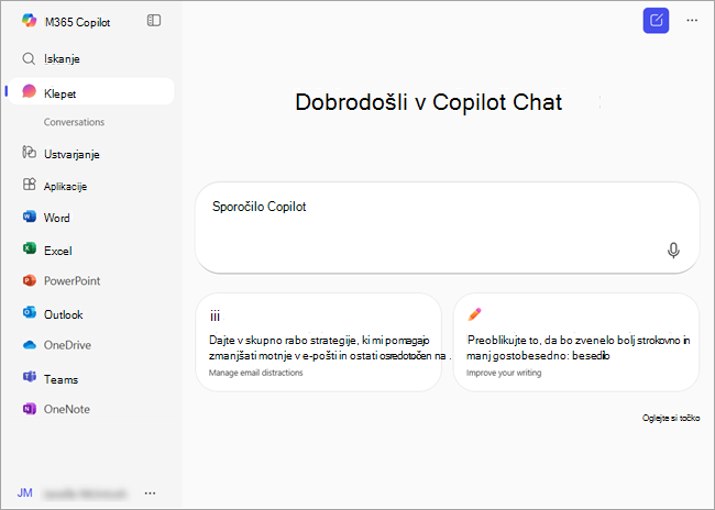 Screenshot showing microsoft365.com home page when signed in with a Microsoftov račun that has a Microsoft 365 (home) subscription